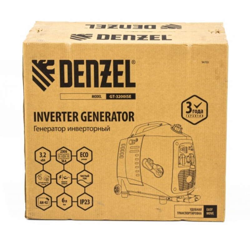 Инверторный генератор Denzel GT-3200iSE, 94703 в Муроме
