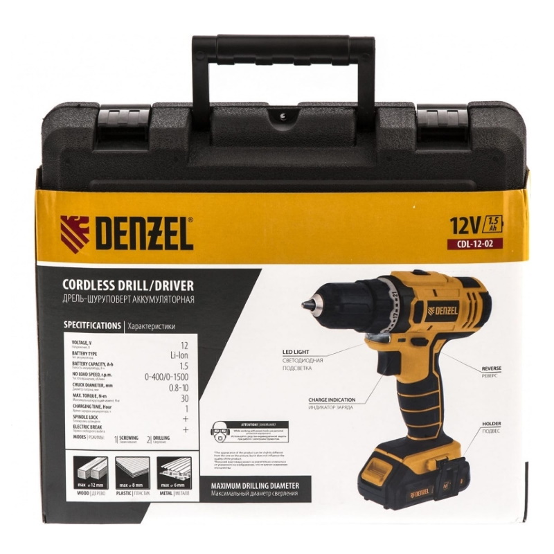 Аккумуляторная дрель-шуруповерт DENZEL CDL-12-02 26101 в Иваново
