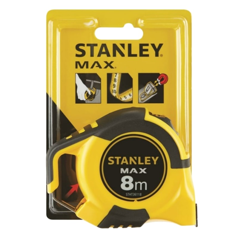 Рулетка магнитная Stanley Max STHT0-36118 (8 м, 25 мм, обрезиненный корпус) в Твери