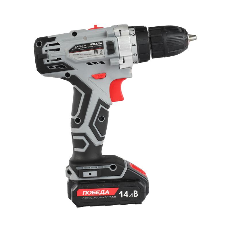 Аккумуляторная дрель-шуруповерт Победа ДА-14/2 Ли (артикул 180201635, напряжение 14.4 в)