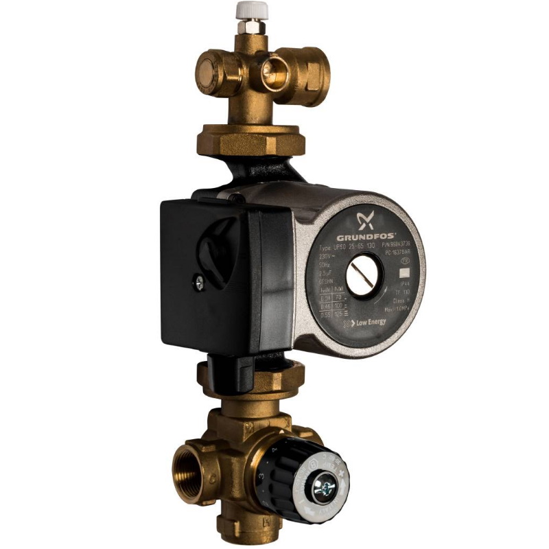 Насосно-смесительный узел Stout Grundfos 25-65 SDG-0020-002002 с термостатическим клапаном и байпасом в Костроме