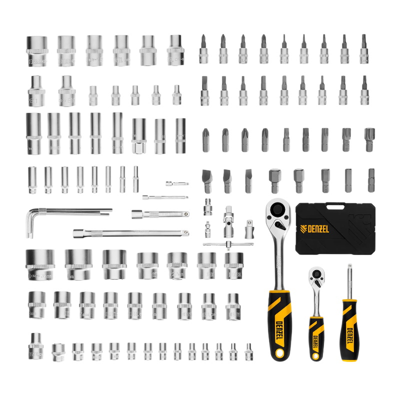 Набор инструментов Denzel 15814, 1/2", 1/4", CrV, S2, пластиковый кейс, 109 предметов