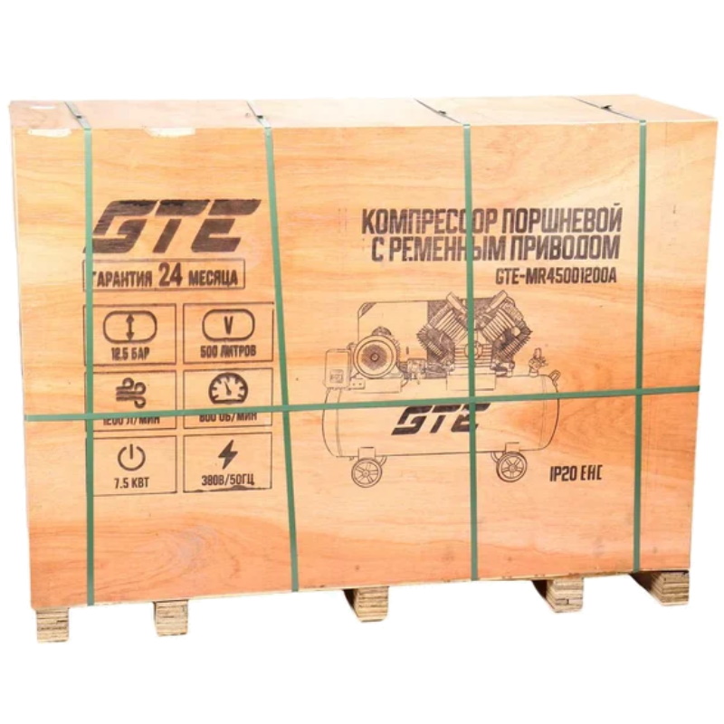 Компрессор поршневой GTE GTE-MR45001200A, с ременным приводом, 380В, ресивер 500 л, 1200 л/мин в Череповце
