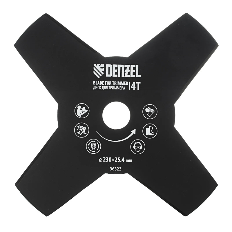 Диск для триммера Denzel 96323, 230х25,4 толщина 1,6 мм, 4 лезвия в Ярославле