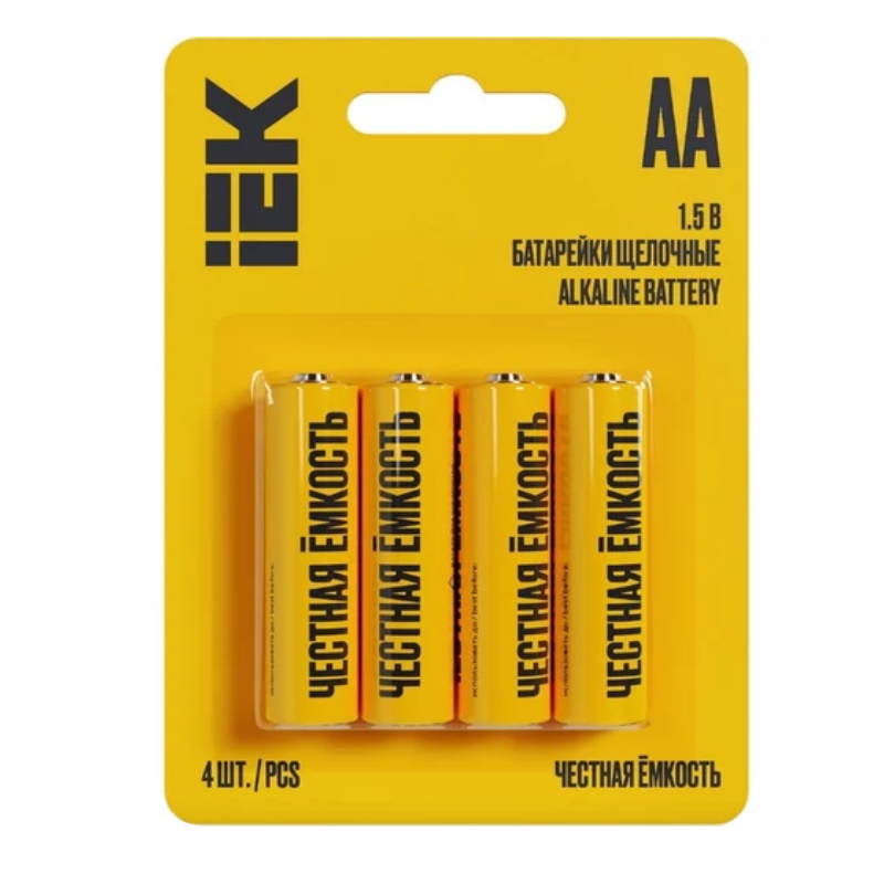 Батарейка щелочная IEK Alkaline ABT-LR06-OP-L04, LR06/AA, 4шт, блистер в Туле
