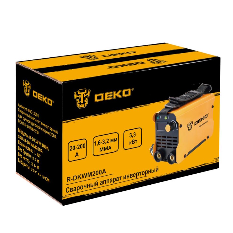 Сварочный аппарат инверторный Deko R-DKWM200 083-3001, для ручной дуговой сварки 200A  в Ярославле