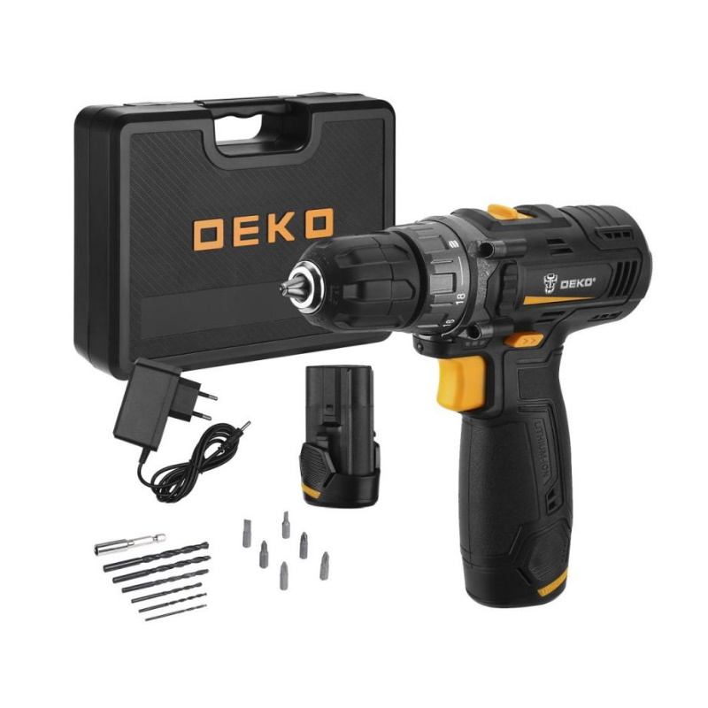 Аккумуляторная дрель-шуруповёрт Deko GCD12DU3 SET6 063-4007 в кейсе + оснастка 13 шт, 12В, 2х3.0Ач в Туле