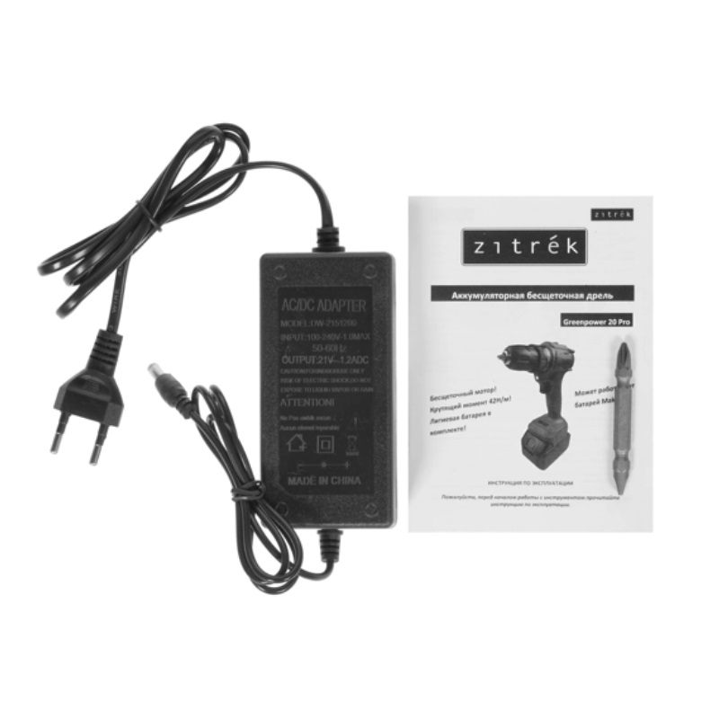 Дрель аккумуляторная бесщеточная Zitrek Greenpower 20 Pro 063-4060, 20 В, Li-Ion 1 шт., ЗУ, кейс, бита в Муроме