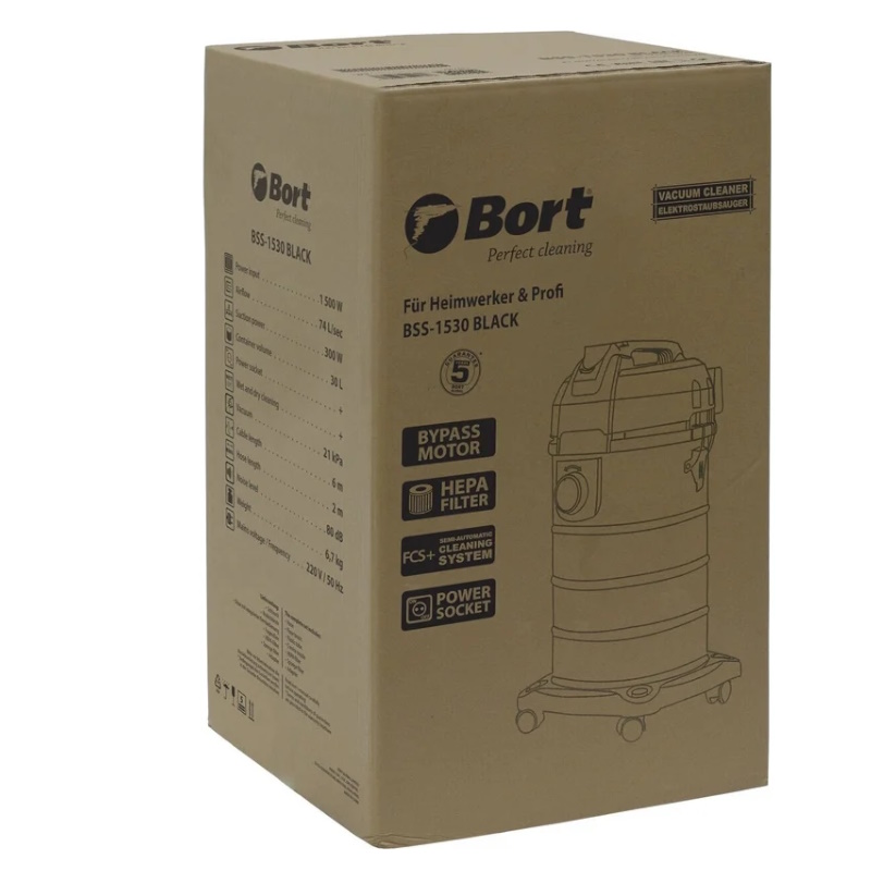 Пылесос для сухой и влажной уборки Bort BSS-1530 BLACK 93412628