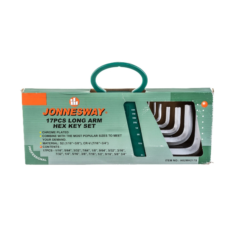 Набор ключей торцевых шестигранных удлиненных Jonnesway H02MH217S, 1/16-3/4" SAE, 17 предметов в Череповце