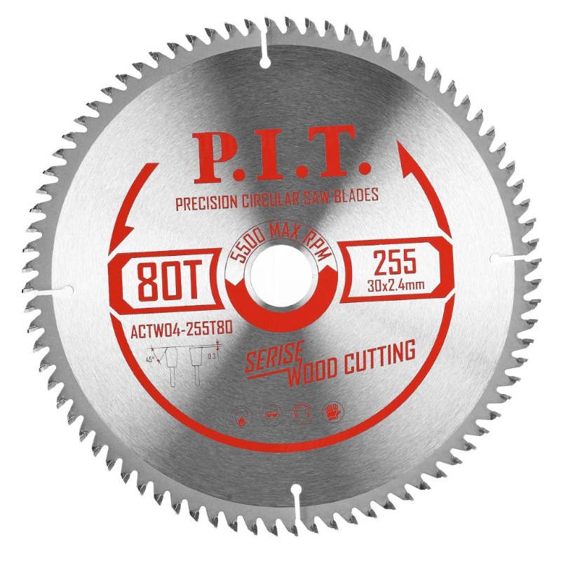 Диск пильный P.I.T. ACTW04-255T80, 255x30x2,4 мм, 80T в Твери