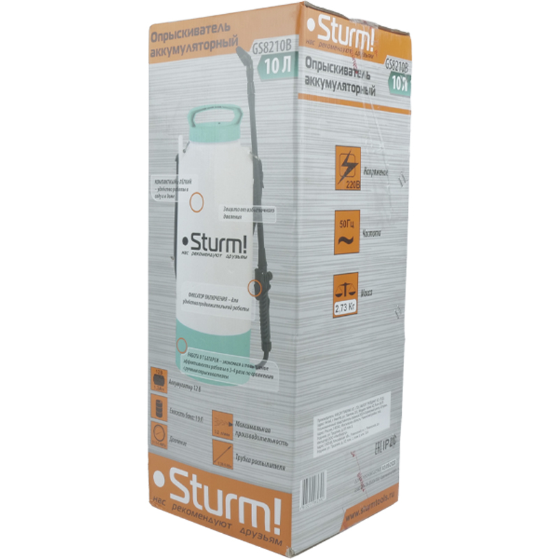 Опрыскиватель садовый плечевой аккумуляторный Sturm GS8210B 4603010082392 (10 л, регулируемая штанга, давление 0.4 мПа) в Ярославле