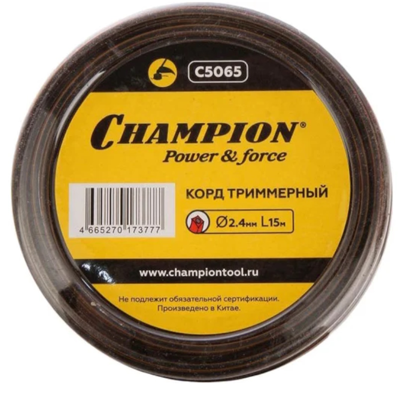 Леска для триммеров Champion C5065, квадрат, 2.4 мм, 15 метров в Твери