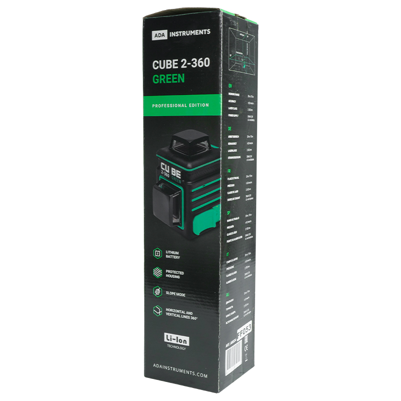 Построитель лазерных плоскостей ADA Cube 2-360 Green Professional Edition А00534