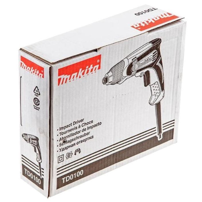 Сетевой ударный винтоверт Makita TD0100 (крутящий момент 100 нм, макс 3200 ударов/мин, бытовой, мощность 230 вт) в Туле