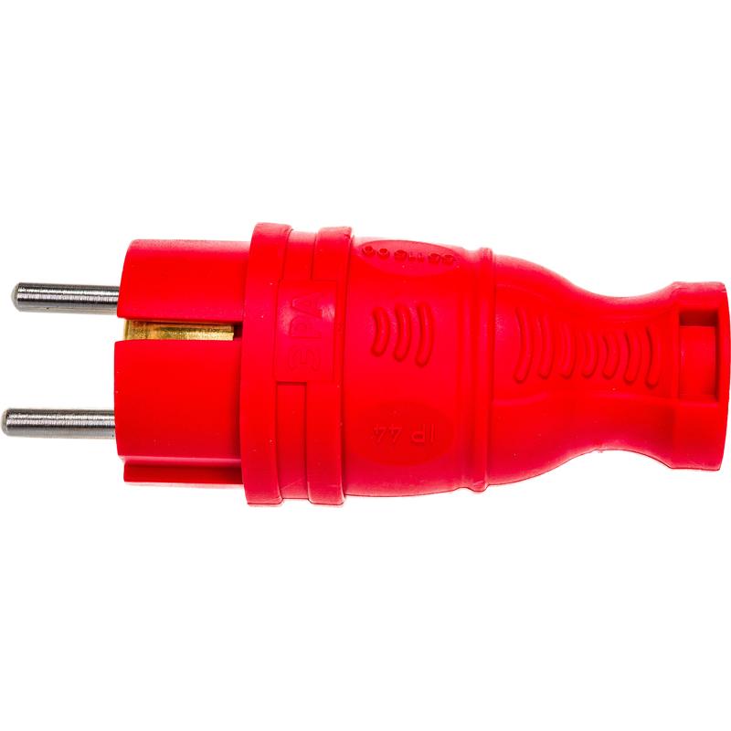 Вилка прямая Эра V8-RED-IP44 (каучуковая, с заземлением, прямая, 16 A, IP44, красная) Б0044547 в Кинешме