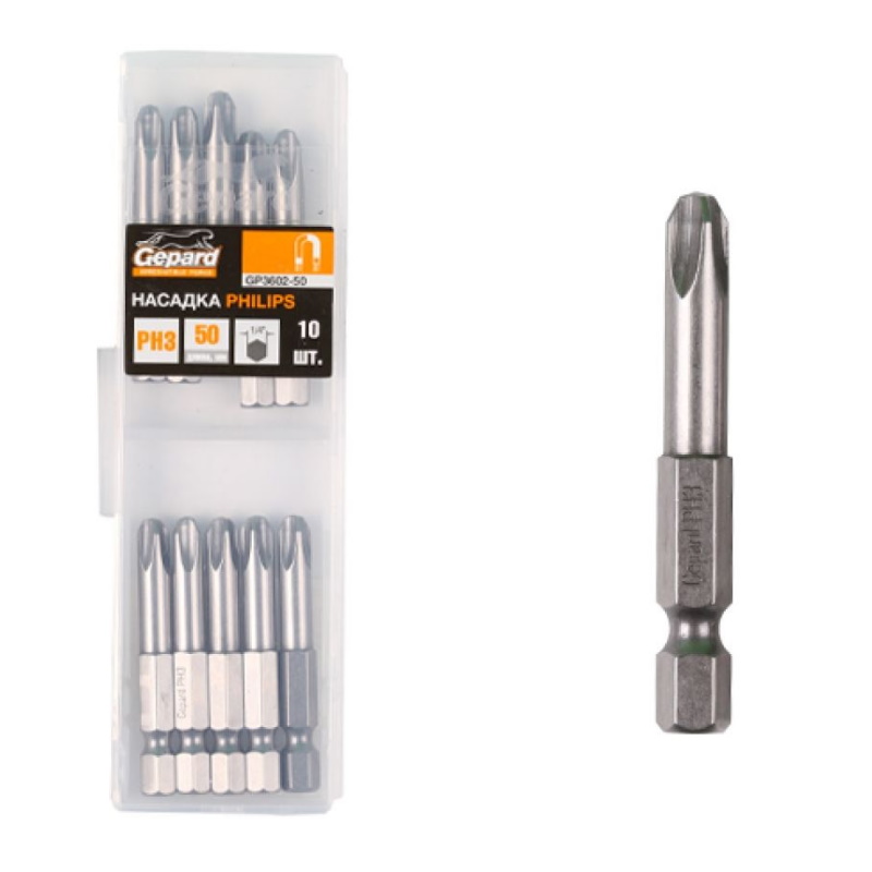 Насадка крестообразная Gepard GP3601-50 PH2 50мм 10шт 459₽