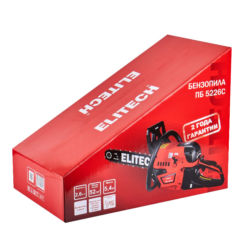 Бензопила Elitech ПБ 5226C (E1611.011.00) 205453, 52 см3, 1.9 кВт/2.6 л.с., шина 38 см, 3200-12000об/мин в Муроме