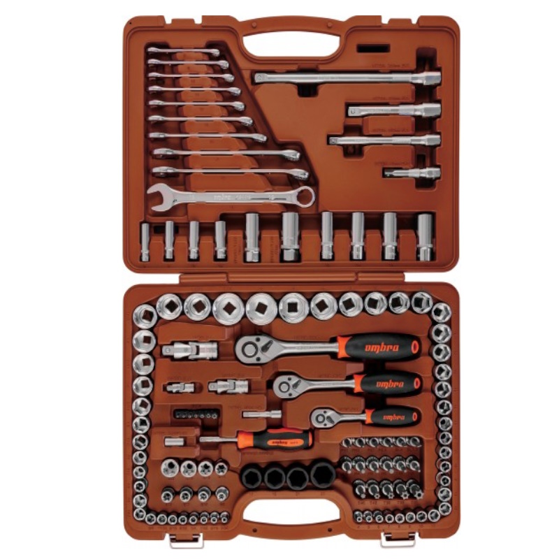 Специальный набор инструмента Ombra 911120, торцевые головки 1/4", 3/8", 1/2"DR, 4-32 мм и SAE 5/32"--1-1/4", ударные торцевые головки 1/2"DR, 17-23 м