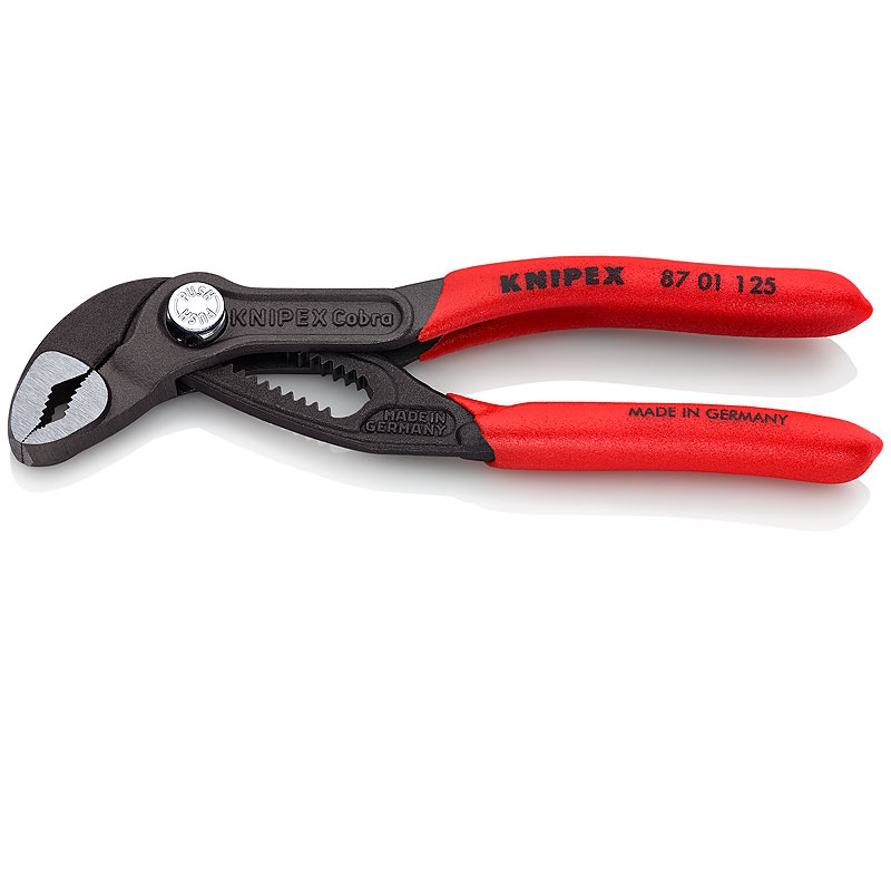 Клещи переставные Knipex COBRA KN-8701125SB, зев 30 мм, длина 125 мм, фосфатированные, обливные ручки, SB