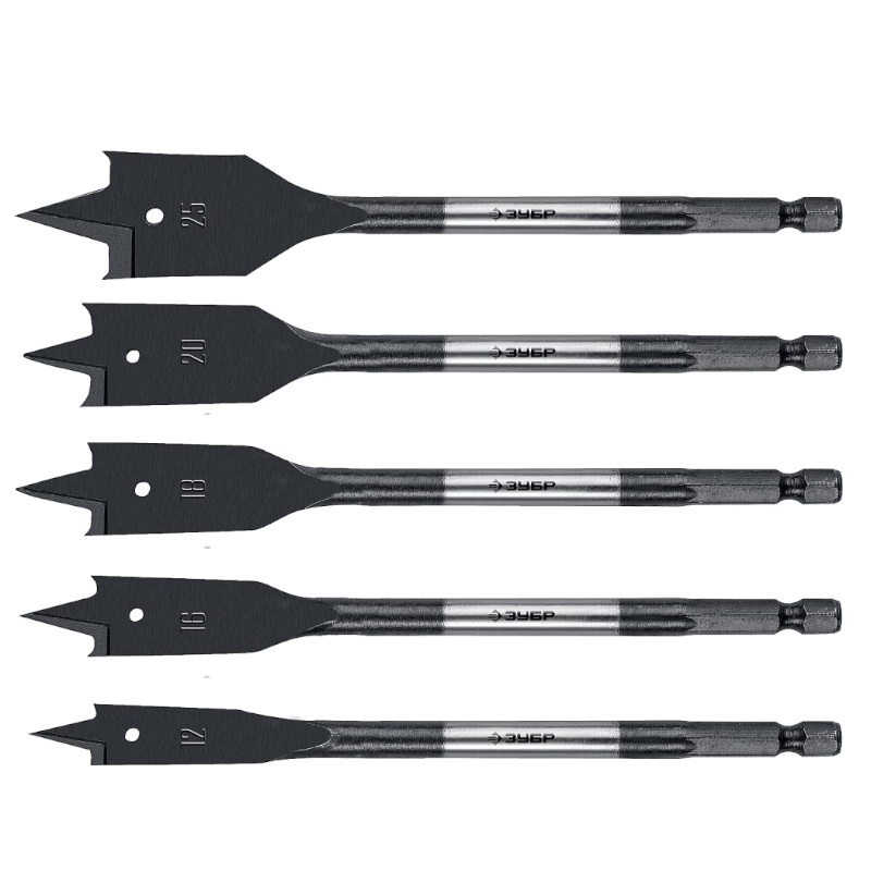 Набор сверл Зубр 29505-H5_z01 перовых по дереву 12-16-18-20-25мм хвостовик HEX 14 5 шт 536₽