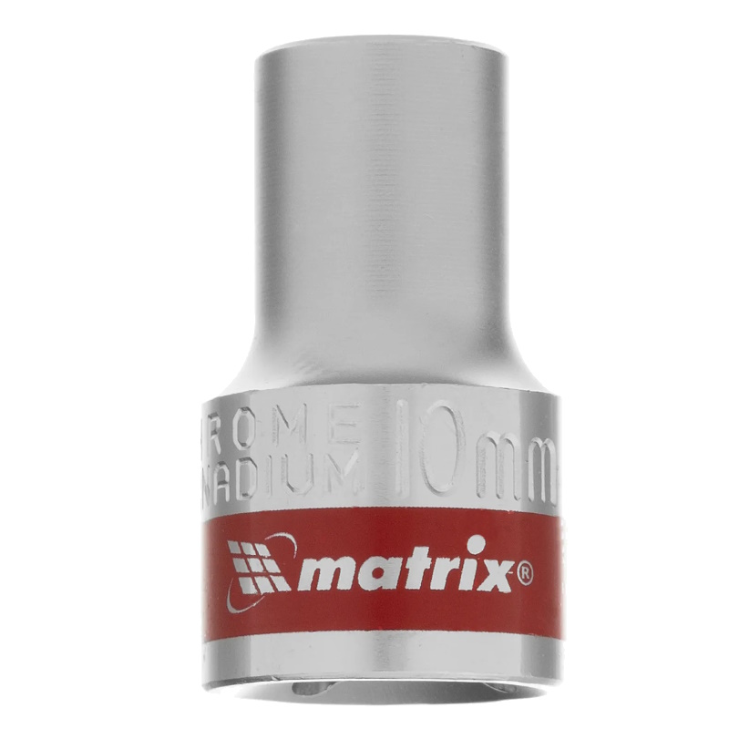Головка торцевая Matrix 13680, 10 мм, 12-гранная, CrV,под квадрат 1/2", хромированная в Переславле