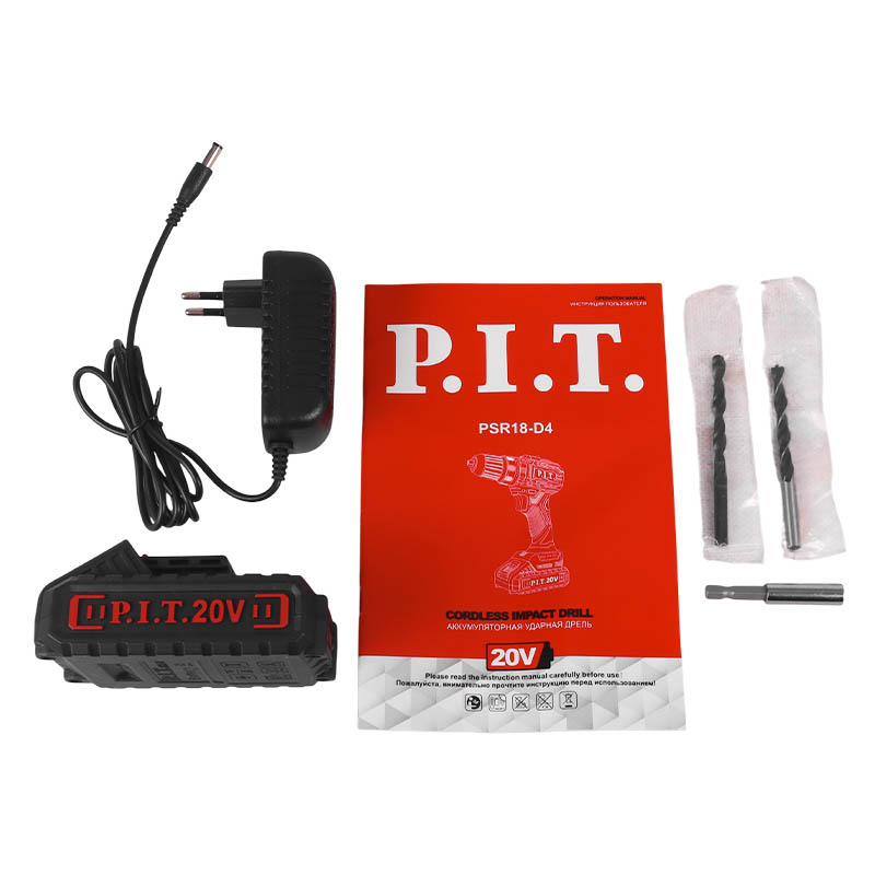 Дрель-шуруповерт аккумуляторная ударная P.I.T. PSR18-D4 (2xАКБ Li-ion 20 В, 1,5 Ач, ЗУ, кейс)