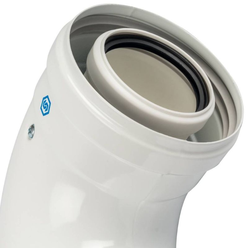 Элемент дымохода конденсационный адаптер Stout SCA-8610-230090 90° DN60/100
