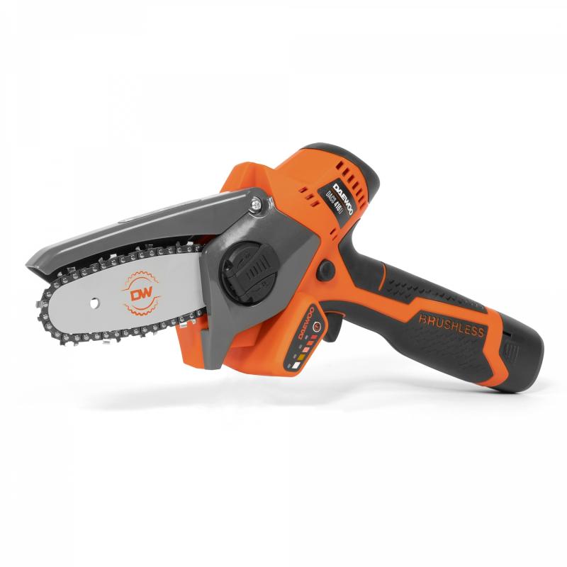 Аккумуляторная цепная пила 16В Daewoo DACS 416Li SET с двумя аккумуляторами (шина 10 см, шаг цепи 1/4, 28 зв.)
