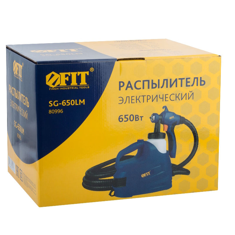 Распылитель электрический стационарный Fit 80996, 650 Вт, 2,0 мм, 800 мл, 80 din/сек, 400 мл/мин, HVLP  в Костроме