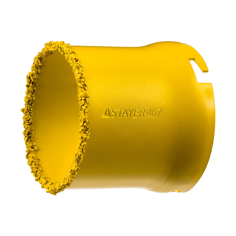 Коронка Stayer PROFESSIONAL 33345-67 кольцевая с карбидно-вольфрамовой крошкой, d=67мм