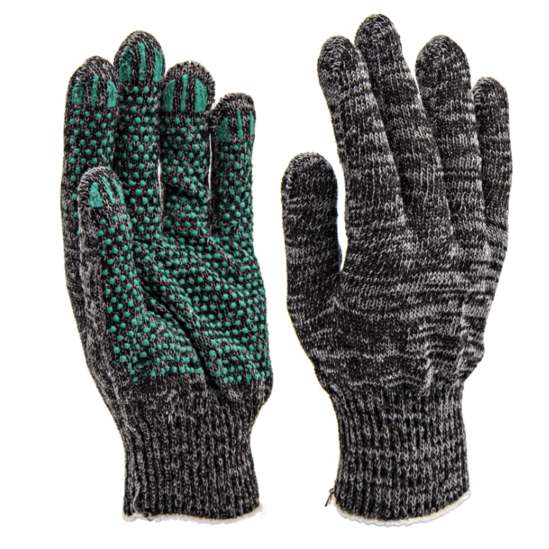 Перчатки РемоКолор 24-2-135 ХБ 13 класс вязки 6-ти нитка меланж с ПВХ Трек 30₽