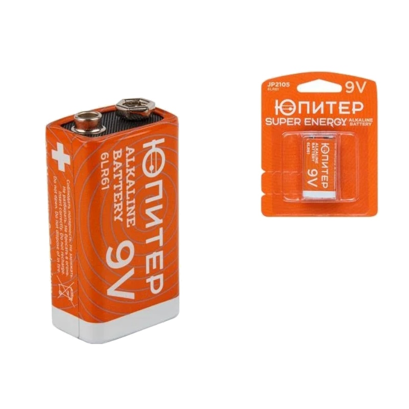 Батарейка Юпитер JP2105, 6LR61 (6LF22), 9V, alkaline, 1шт.  в Александрове
