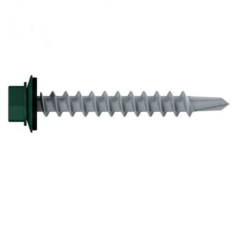 Саморез кровельный Starfix SMC2-24051-250, 4.8х19 мм цинк, шайба с прокл., PT3, RAL 6005 (250 шт в карт. уп.)  в Твери