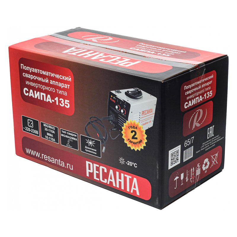Сварочный полуавтомат Ресанта САИПА-135 инверторный 11кг 15А