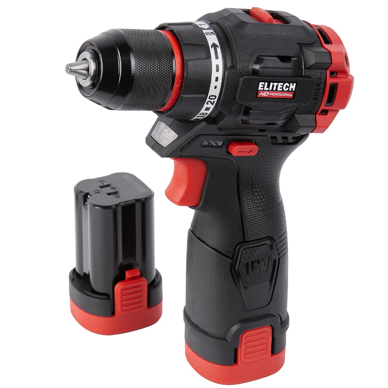 Дрель аккумуляторная Elitech HD CD 16L2 (E2201.039.01) 205715, бесщеточный, 16В, 2х2.0Ач, Li-ion, E-Power, БЗП-10 мм