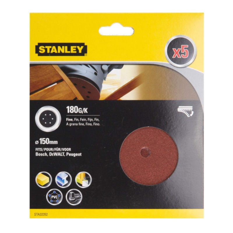 Шлифовальный круг для эксцентриковых шлифмашин Stanley STA32352-XJ (150 мм, 180 G, 5 шт.) в Переславле