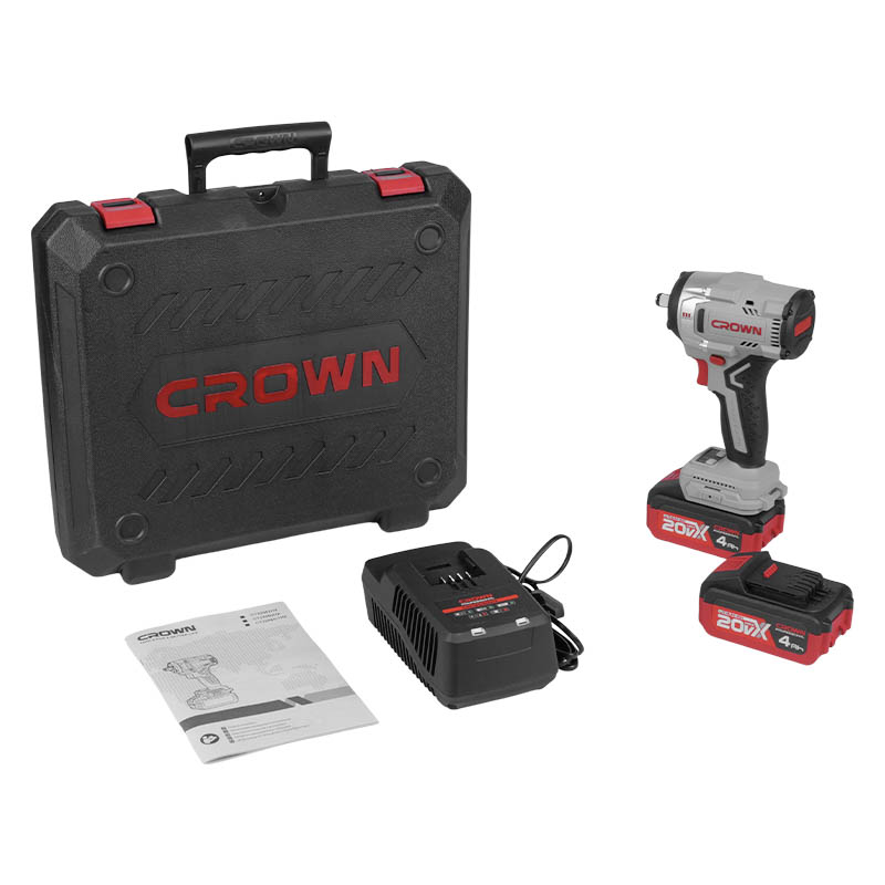 Аккумуляторный ударный гайковерт Crown CT22062HX-4 BMC, 20 В, 550 Нм, 1/2"