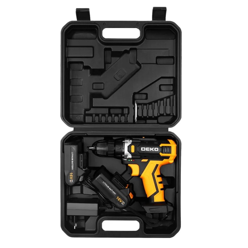 Аккумуляторная дрель-шуруповерт Deko Sharker 16V 083-1108, в кейсе, 2х2.0 Ач в Угличе