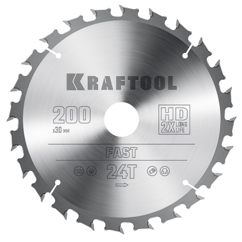 Пильный диск по дереву Kraftool Fast 36950-200-30 200 х 30 мм 24Т 1750₽