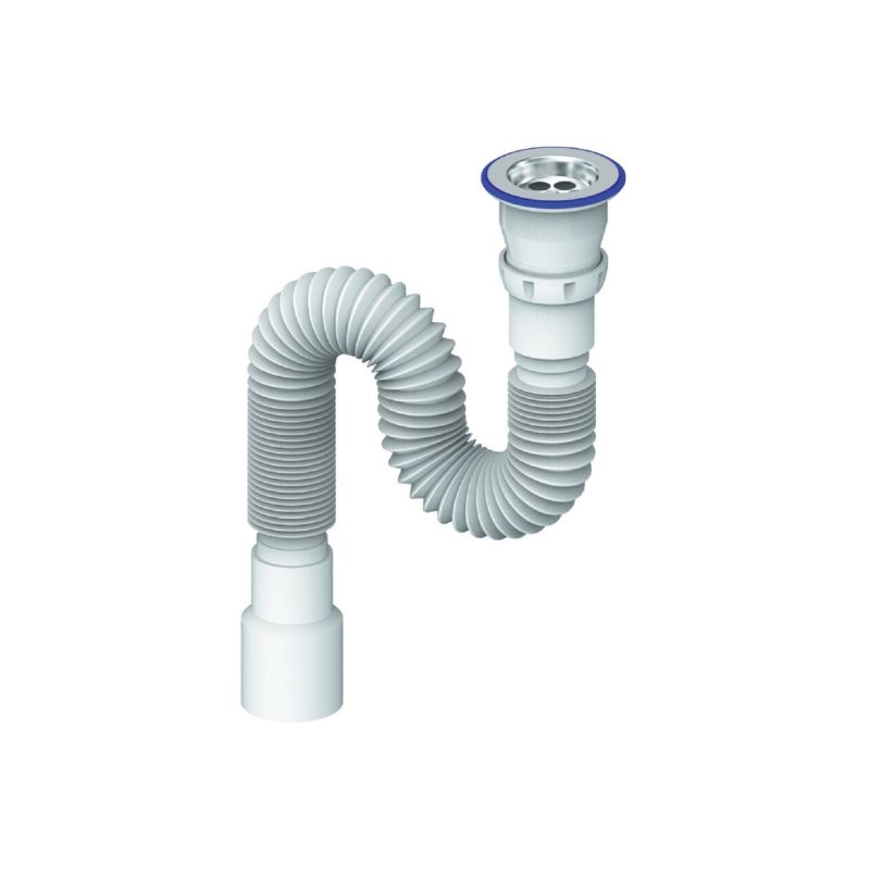 Гофросифон для раковины универсальный Unicorn D220 800 мм 1.1/2"х40/50 (нержавеющий выпуск, винт 80)