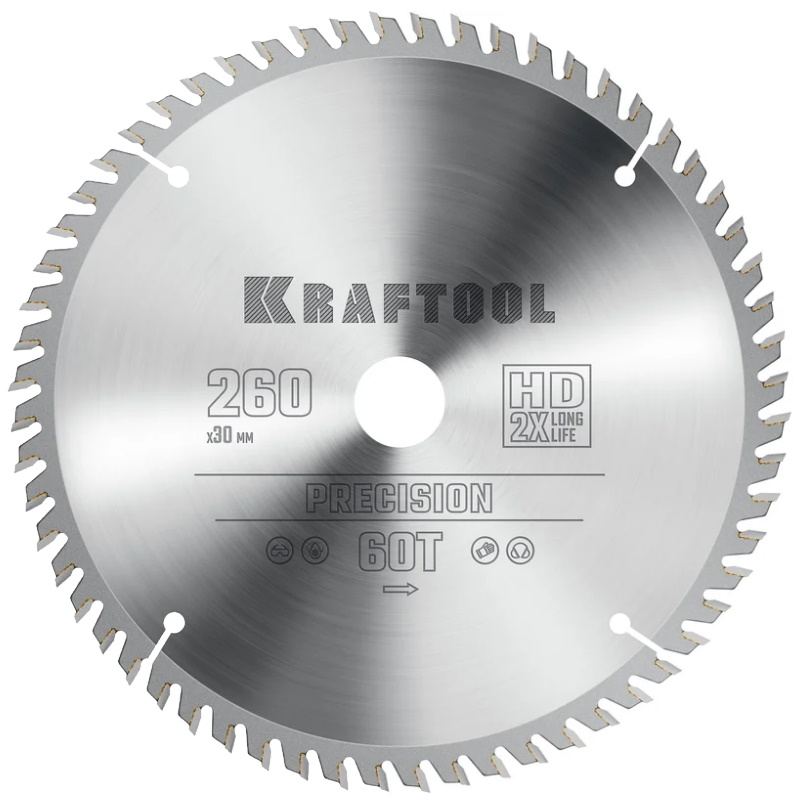 Пильный диск по дереву Kraftool Precision 36952-260-30 260 х 30 мм 60Т 3279₽