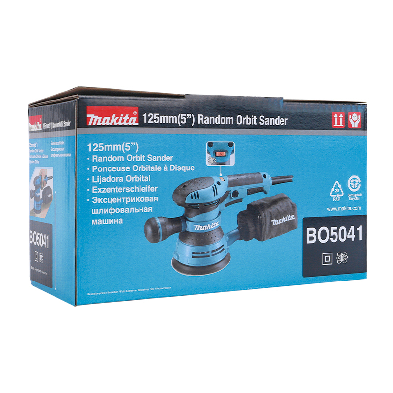 Эксцентриковая шлифмашина Makita BO5041 (диаметр круга 125 мм, вес 1,4 кг, работа с пылесосом) во Владимире
