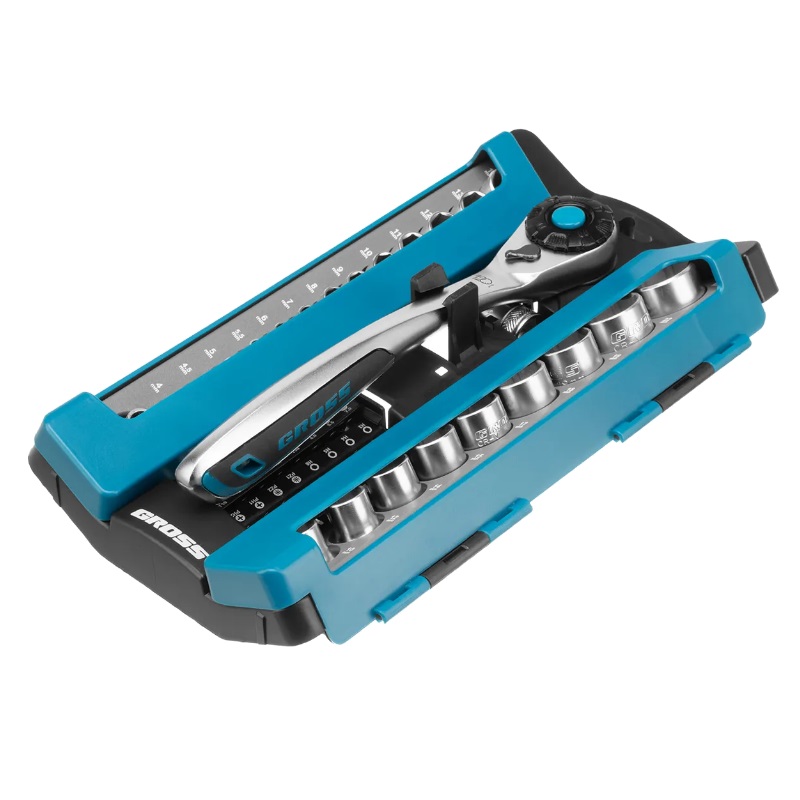 Набор торцевых головок Gross 14143 (трещотка 120 зубьев, 1/2", 1/4", CrV, 41 предмет) в Муроме