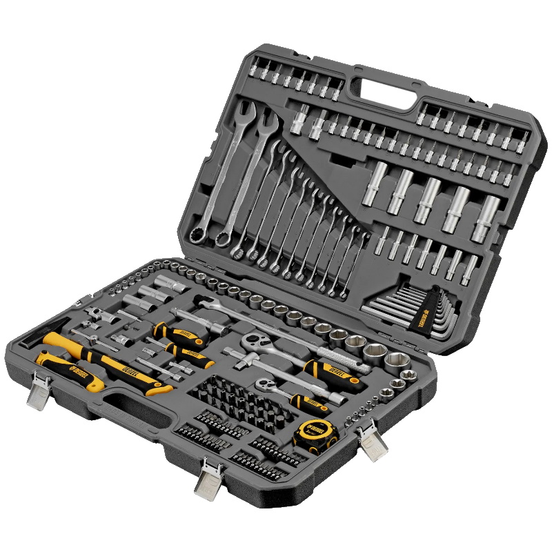 Набор инструментов Denzel 15806, 1/2", 1/4", CrV, S2, пластиковый кейс, 194 предмета