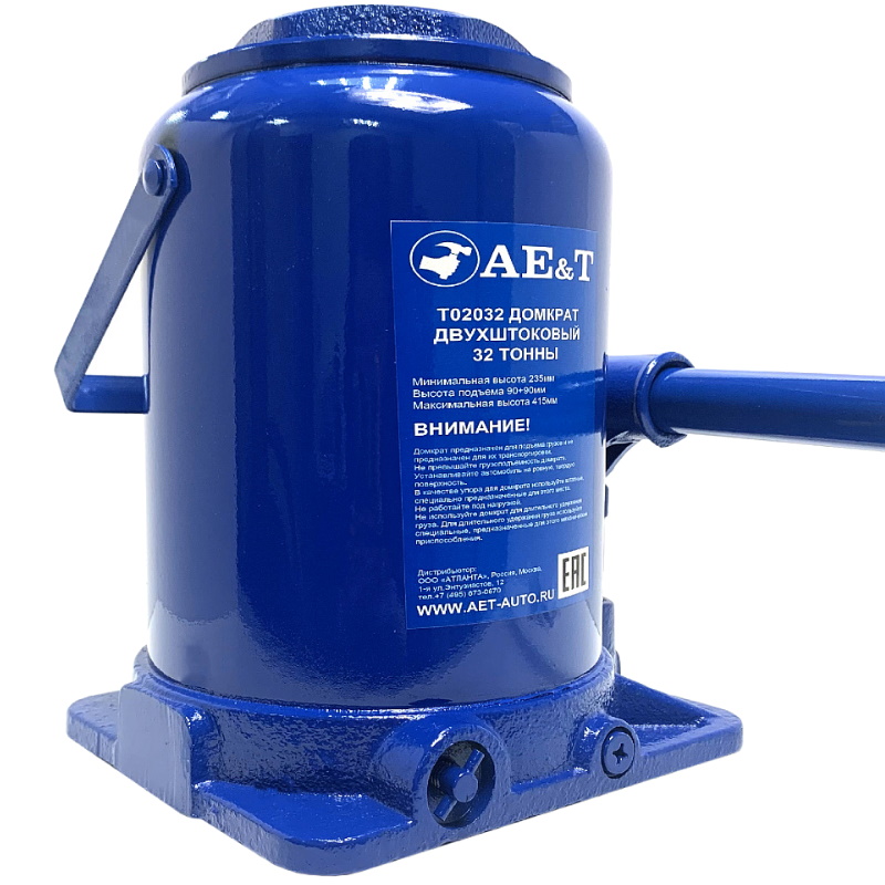 Домкрат бутылочный AE&T T02032, двухштоковый, 32 т в Ярославле