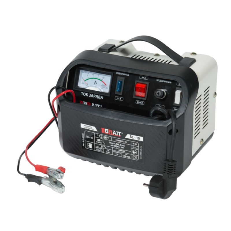 Устройство зарядное Brait BC-10 1901001043 Напряжение 1224В емкость 12-100Ач сеть 220В-50Гц 2903₽