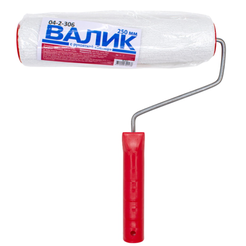 Валик малярный РемоКолор "Велюр" 04-2-306, с рукояткой, ось 6 мм, D 48 мм, 250 мм в Кинешме