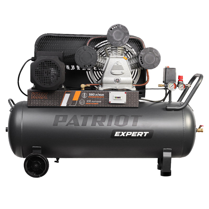 Компрессор Patriot KRX 580 L100 D 545302330, поршневой, ременной, масляный, 580 л/мин, 100 л, 10 бар, 3 кВт, 400 В в Муроме