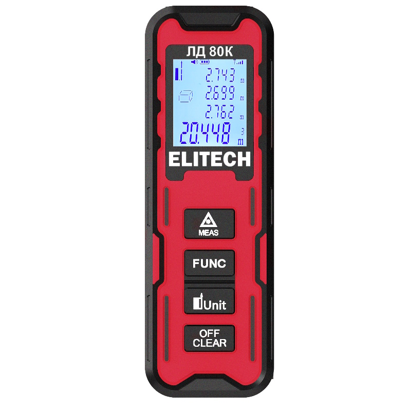 Дальномер лазерный Elitech ЛД 80К E030100600 209207 003-80м точность 03ммм 3232₽